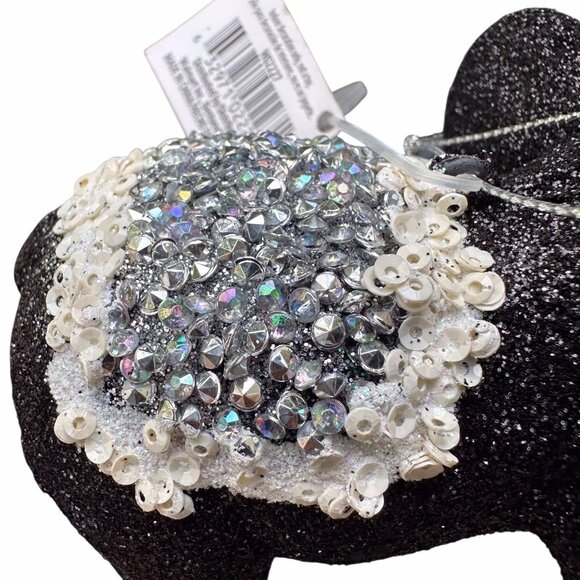 Holiday Lane Elephant Ornament Black Glitter Sequin 6x4" Hanging Holiday Decor - Picture 5 of 14